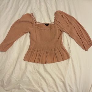 American Eagle Outfitters; Cute long sleeve pink blouse. Size small.
